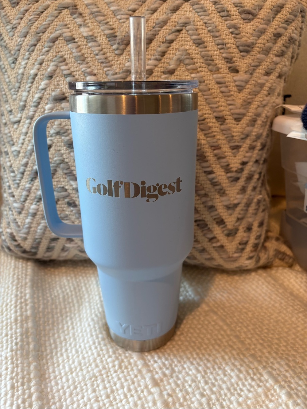 Yeti 35 oz Blue Stainless Steel Mug with Straw Lid and Barstool Golf Hat! - Picture 2 of 8